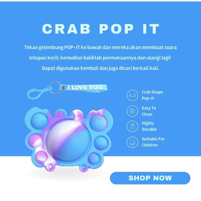 Pop It Kepiting Crab Octopus New Fidget Toys ADHD Autism Mainan Anak