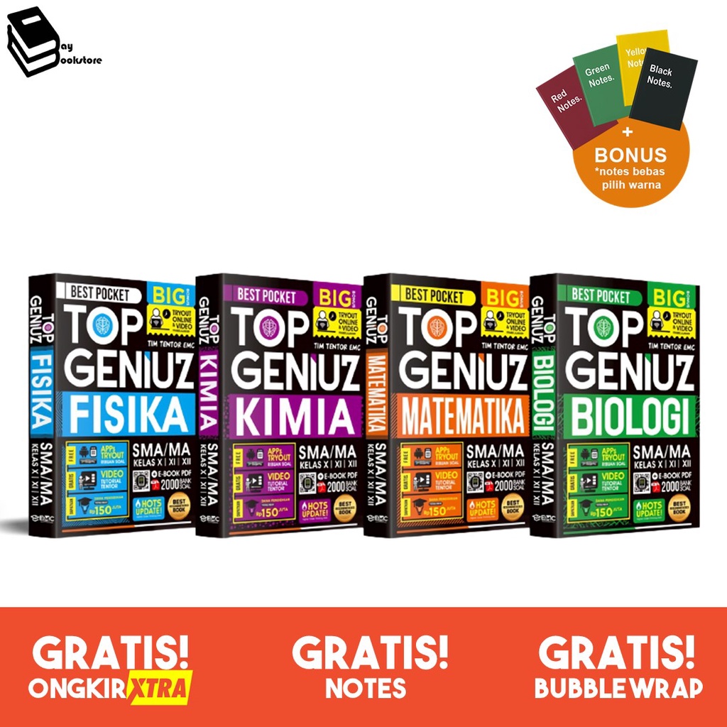 BUKU SMA TOP GENIUS FISIKA, KIMIA, BIOLOGI, MATEMATIKA