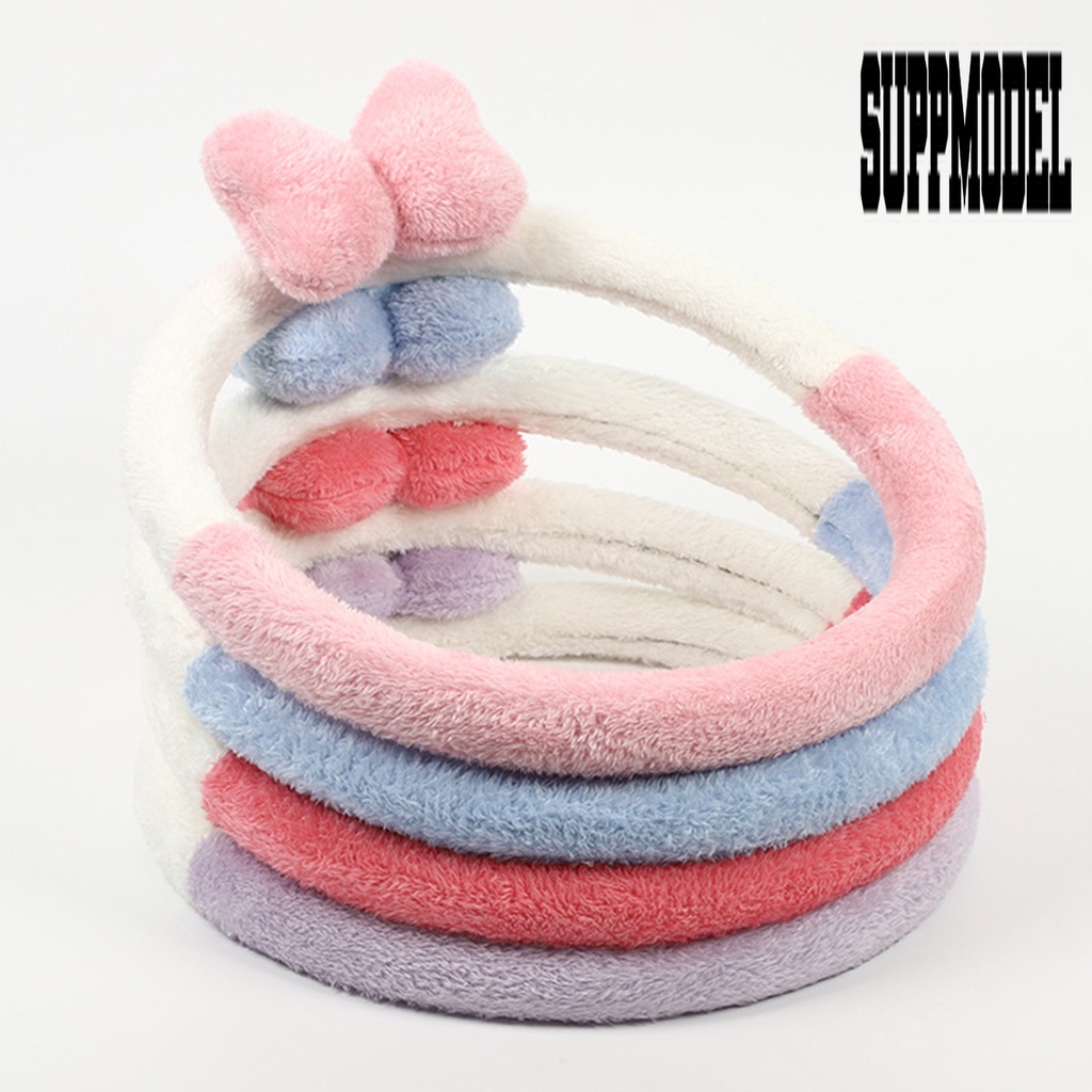 Cover Setir Mobil Universal Bahan Plush Super Lembut Hangat Aksen Pita