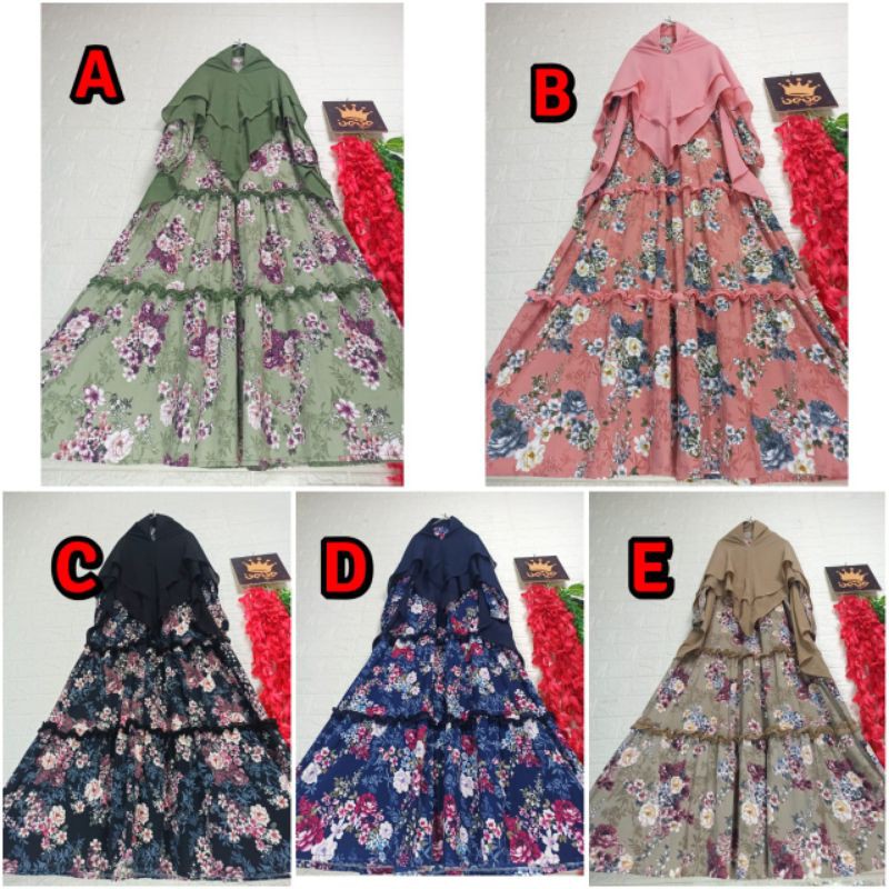 Gamis misbe set khimar ceruty|Gamis misbe motif|Gamis misbee