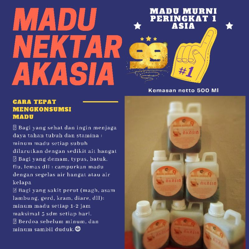 Madu Nektar Akasia Carva Premium Grade A 100% Hutan Murni Akasia Jambi netto 500 Gram