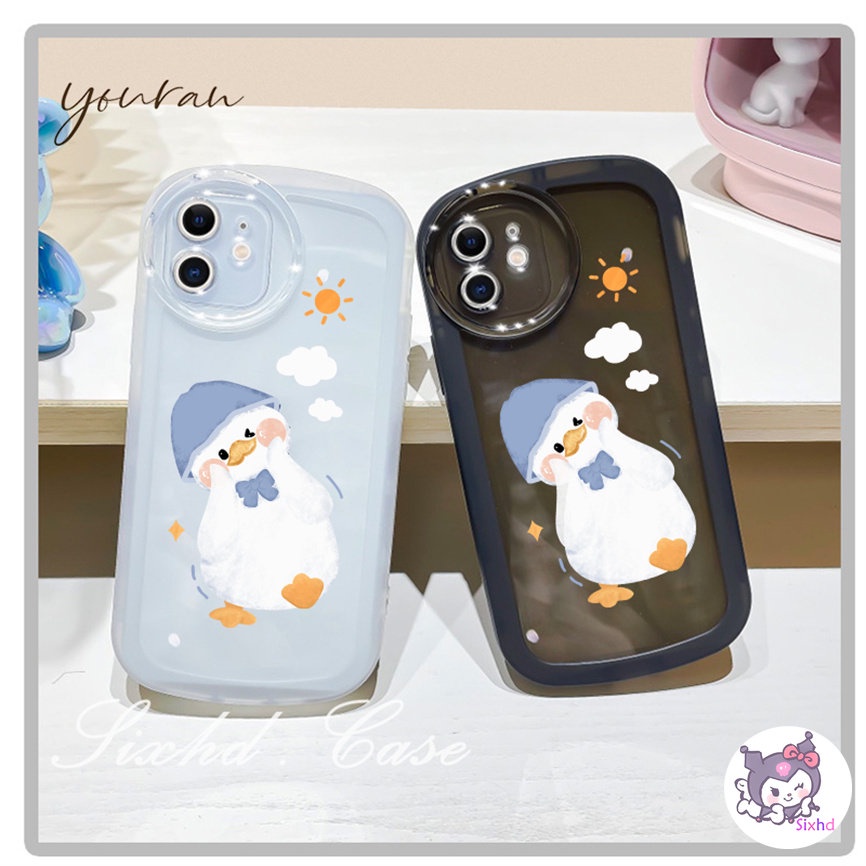 Redmi Note 12 12R 11 11s 10s 9s 8 12Pro 12C 12 10C 10 9C 9T A1 11A 10A 9A 9 A2 Xiaomi 11 Lite 12 Lite 12T 11TPro Mi Poco M3 X5 X3Pro NFC Cartoon Cute Duck Round Lens Phone Case Soft Shockproof Cover