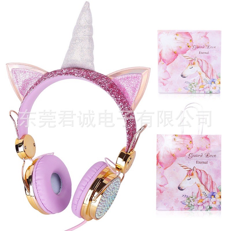 headphone/Headset Bando Cute Unicorn swarosvky Diamond Tanduk + Mic Termurah limited edition