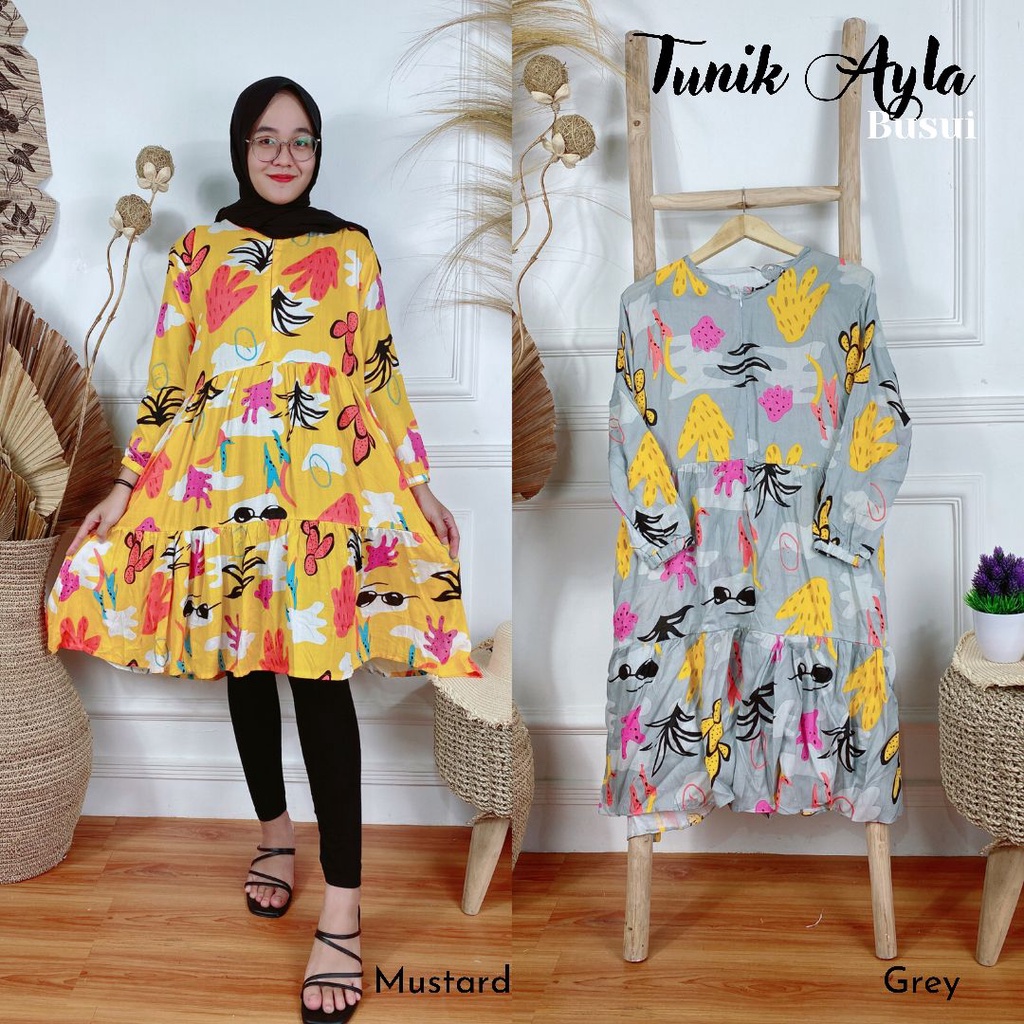 Zhelda Zarrah Kaktus Ayla Macan Tunik Rayon