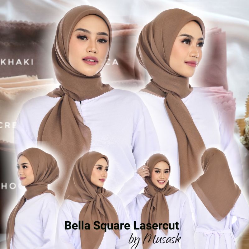 BELLA SQUARE BELLA LASERCUT  POLYCOTTON LASERCUT JILBAB LASER