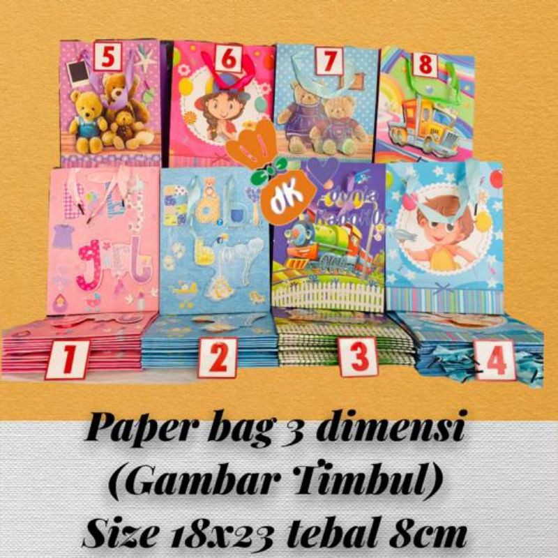 

Paper bag Tali 3Dimensi, Paper Bag timbul glitter, OVER STOCK CLEARANCE, harga SALEE