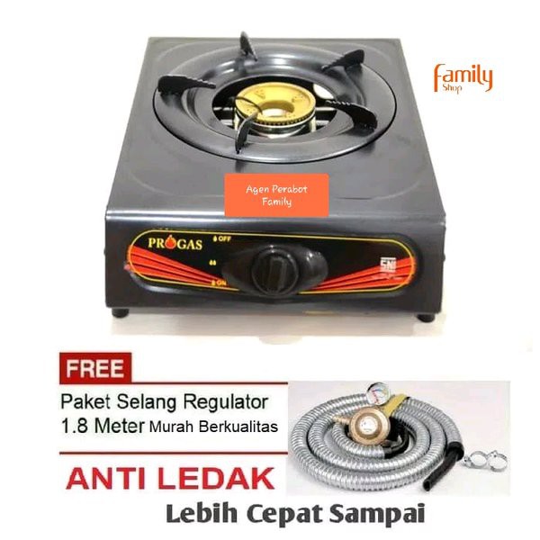 terlaris  produk Kompor Gas 1 Tungku Progas Free Selang Regulator sni.