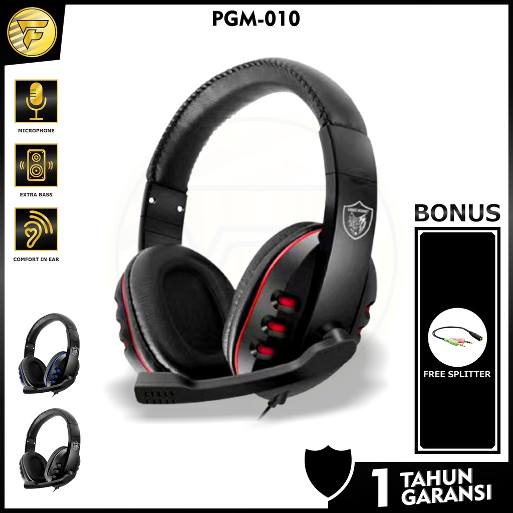 PGM010 Headphone Gaming stereo bass PUBG FF ML mic headset bando