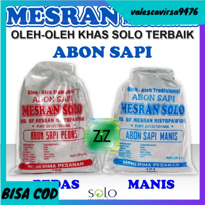 

⭐BISA COD⭐ MESRAN ABON SAPI Terbaik Rasa PEDAS MANIS Mistopawiro Khas Asli Solo