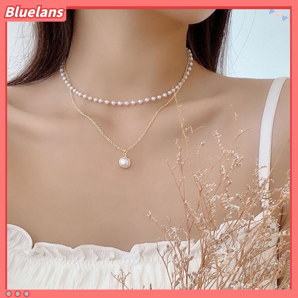 Gelang Kalung Mutiara Imitasi Model Lapis Ganda Untuk Wanita