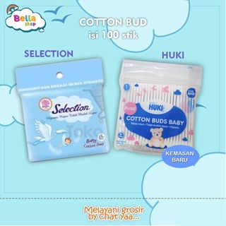 Image of Huki Cotton buds bayi isi 100 pcs Huki Baby Pembersih Telinga-BELLA SHOP