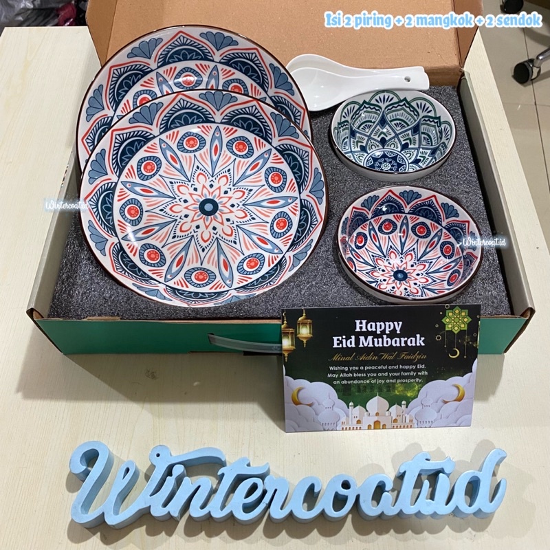 Hampers lebaran mangkok keramik set piring cantik import hadiah idul fitri eid mubarak ide kado gift bowl ceramic plate