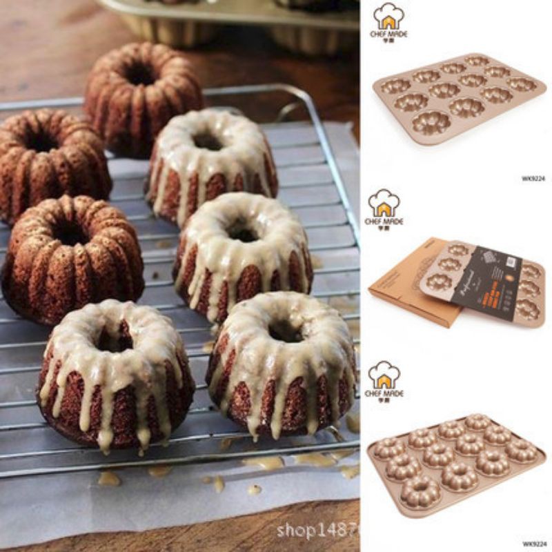 chefmade 12cups flower shape doughnut cake pan wk9224 / loyang donat / donut pan