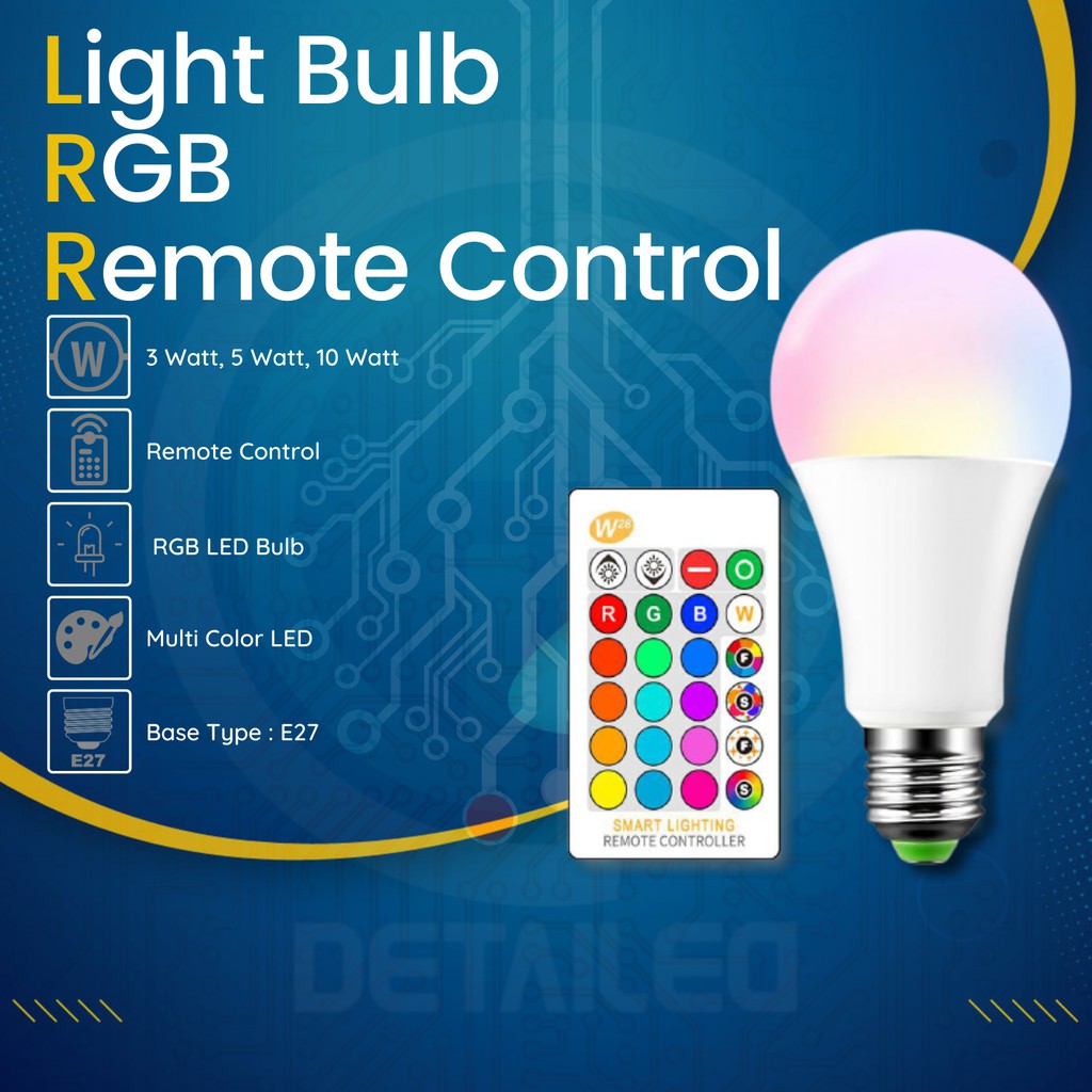 Lampu Bohlam Led RGB Warna Remote Control E27 3W 5W 10W White Murah