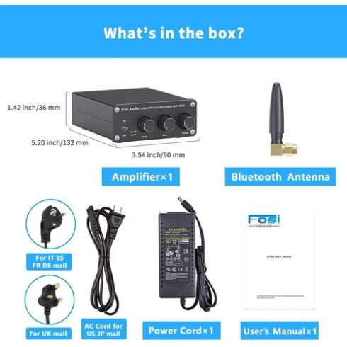 Audio Bluetooth 5.0 Amplifier 2 Channel Stereo Class D