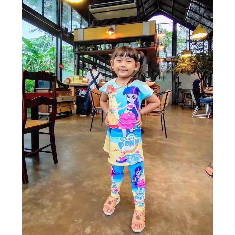 set baju anak motif littlepony pantai