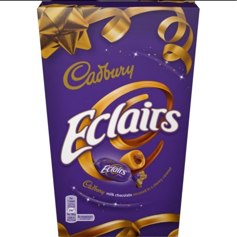 

Cadbury Eclairs Caramel Chocolate Candy Permen Karamel Cokelat 420g Gift Box Pouch Bag 130g