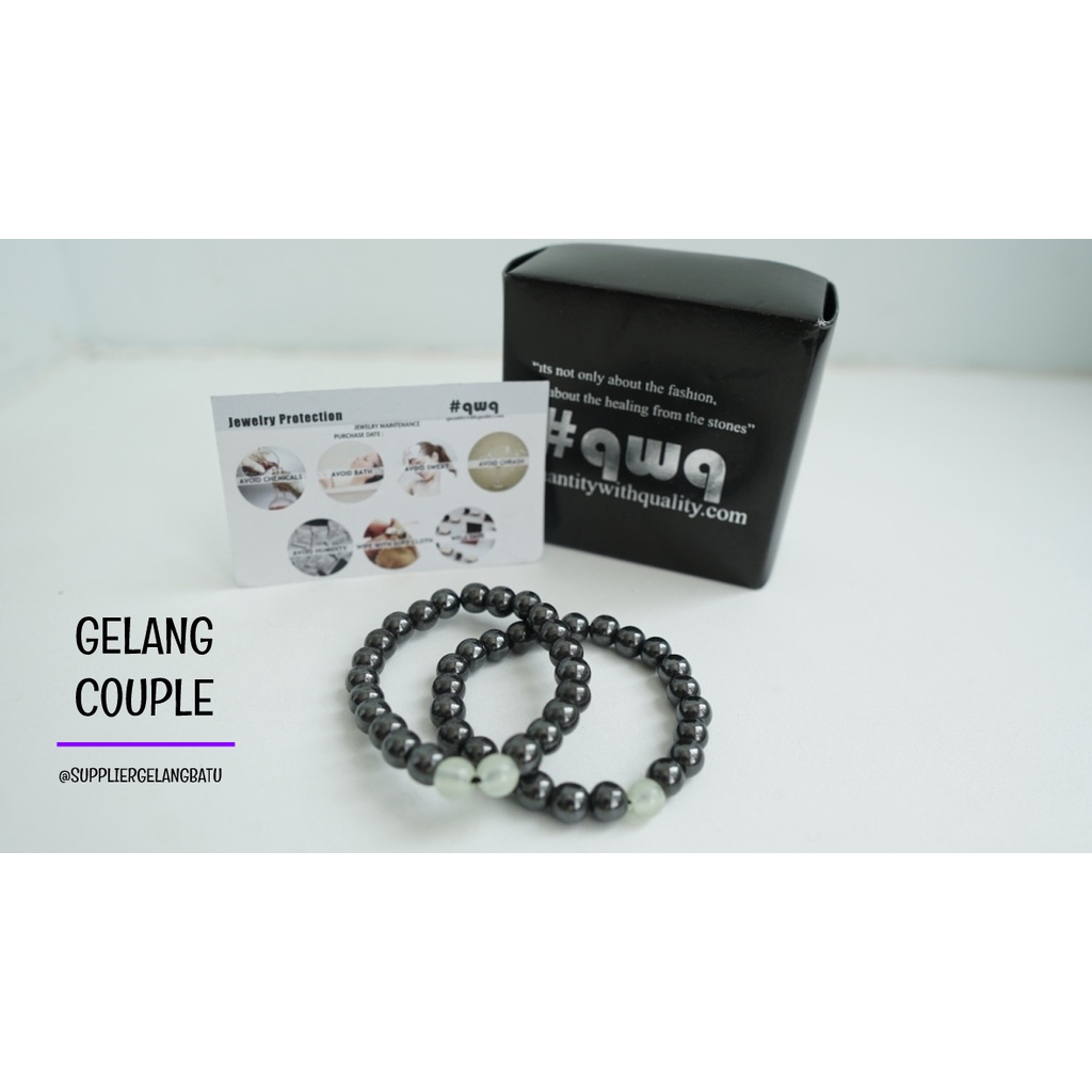 gelang FOSFOR BLUSTIN MAGNET pasangan distance bracelet couple akik