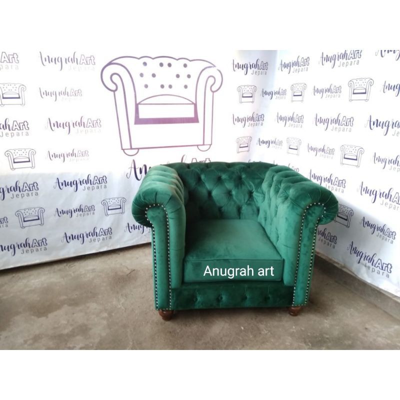 sofa chesterfield single chesterfield dudukan 1 bludru velvet