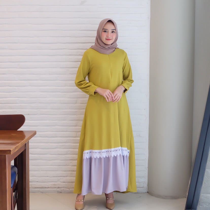 Silmi Dress Lime cb I Dress Muslim I Dress Wanita I Pakaian Muslim I Muslim Wanita