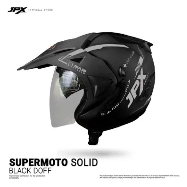 HELM JPX SUPERMOTO cros motor kepala DOUBLE VISOR HALF FACE trail cross trabas super moto adventure