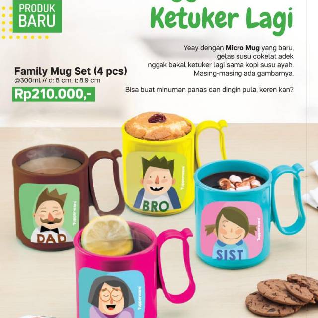 Tupperware Family mug set (4) gratis ongkir