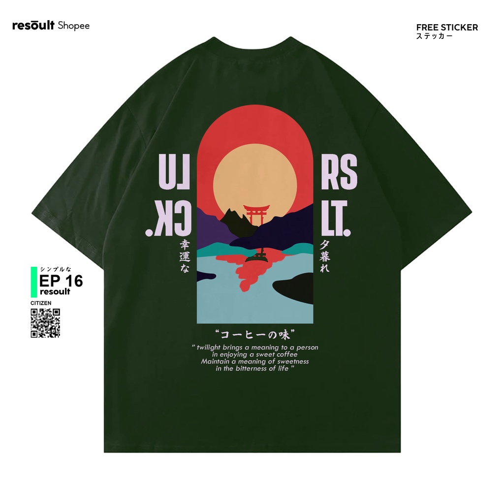 Kaos Hijau Tua Resoult.co - EPS 16 Sunset - Tshirt / Tees Hitam