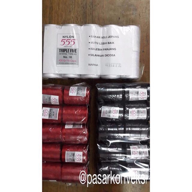 Benang Nilon 555 No 30 - 10 pcs (Warna tersedia bisa di cek di katalog yang distabilo kuning)