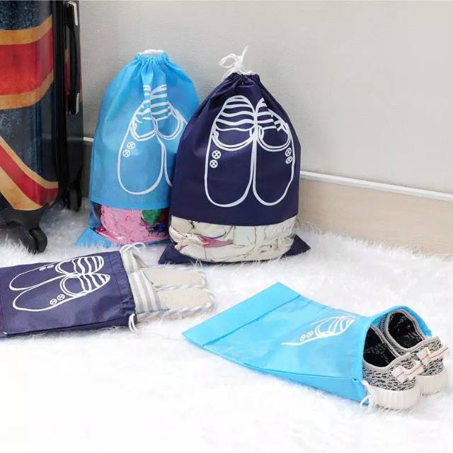 Tas Sepatu Serut Simpel - Tas Traveling Serbaguna - Tas Penyimpanan tahan Air - Pouch Organizer Bag