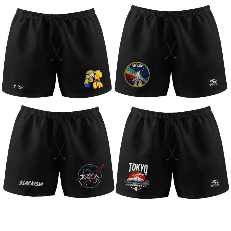 BOXER HITAM - BOXER SURFING HITAM MOTIF / BOXER PANTAI PRIA WANITA / BOXER HITAM MOTIF TERBARU