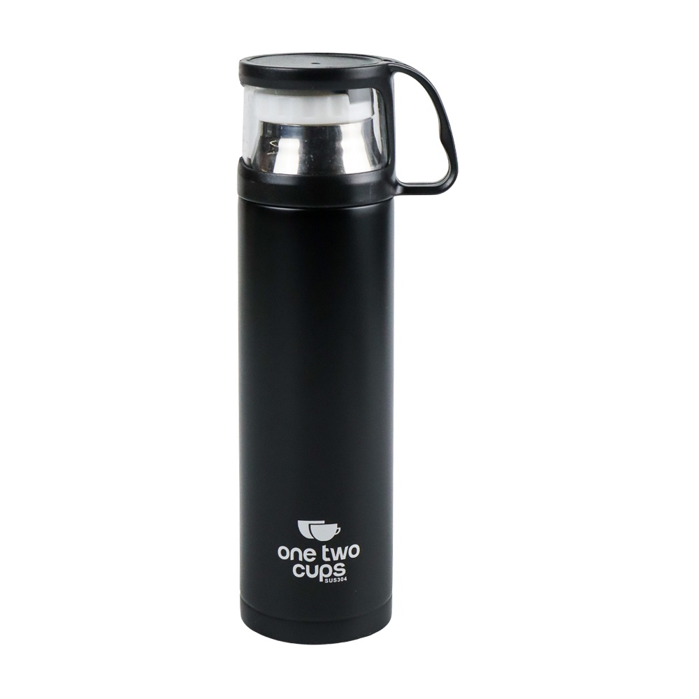 Botol Minum Thermos with Cup Head 500ml - SUS304 - OMHZXXBK Black