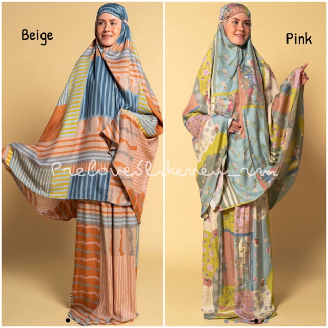 Clemira Pink Beige Mukena Ria Miranda Cotton Ink