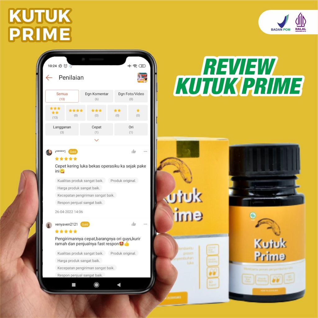 Kapsul Kutuk Prime - 5X lebih cepat mengeringkan luka operasi, diabetes, turunkan kadar gula.