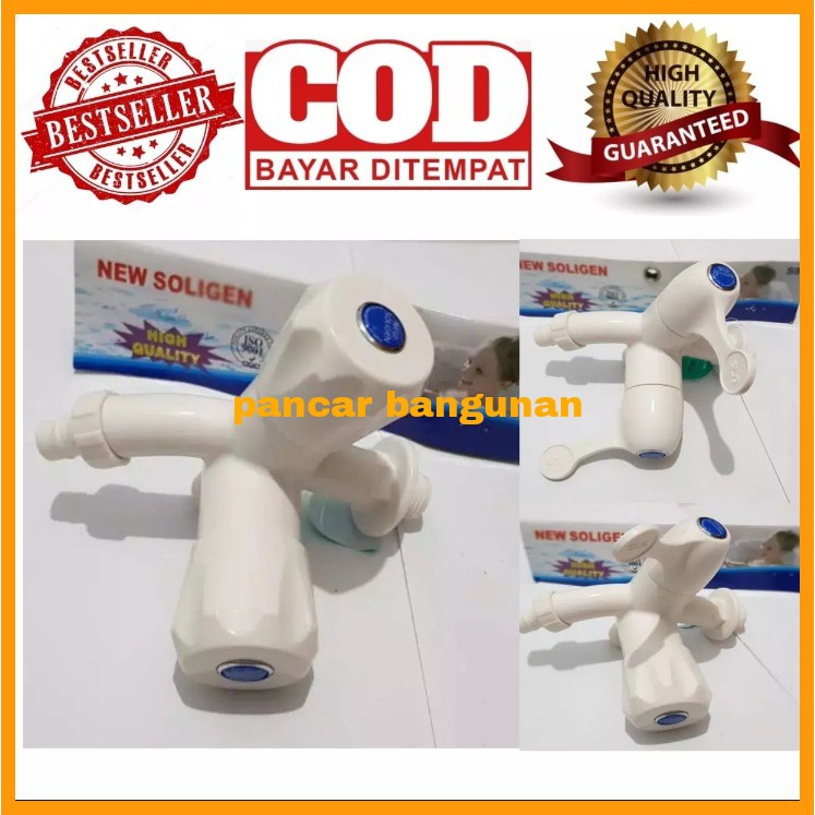 KRAN CABANG 2 PVC SOLIGEN -  KRAN CABANG 2 - KRAN SHOWER PALSTIK - KRAN AIR SHOWER DOUBLE KOMBINASI