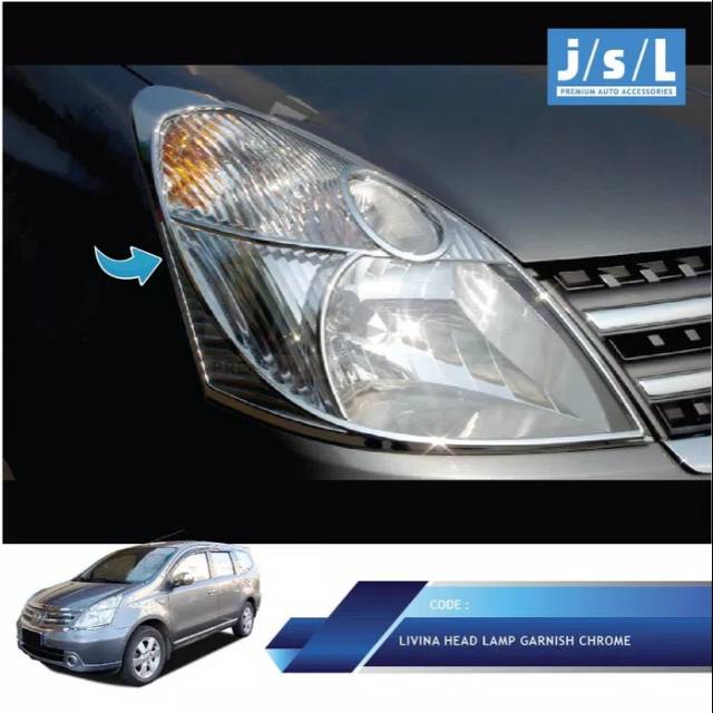 Aksesoris Tambahan Nissan Grand Livina Head Lamp Garnish Chrome Aksesoris nisaan grand Livina