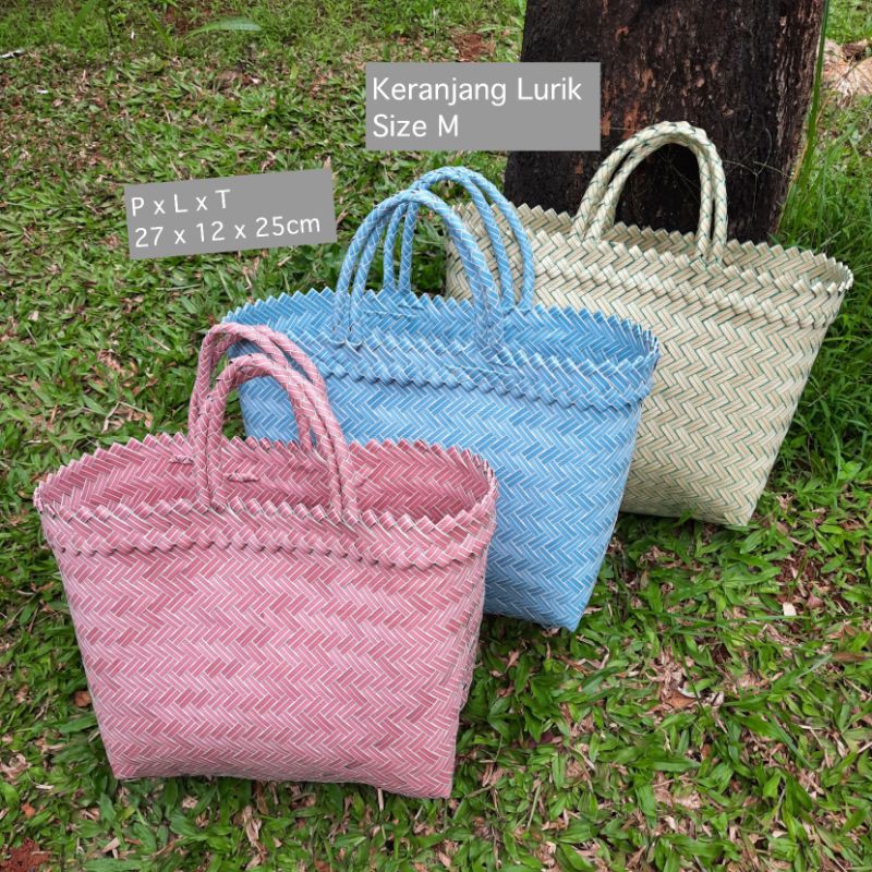 Tas Anyaman Plastik / Tas Souvenir / Tas Hampers / Tas Lurik Polos M E18