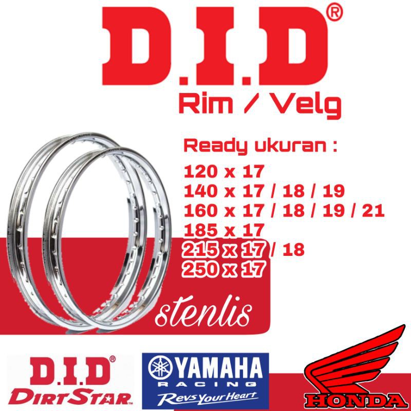 DID Velg Besi Crome 185 215 250 Ring 17 18 Lebar Original Harga satuan