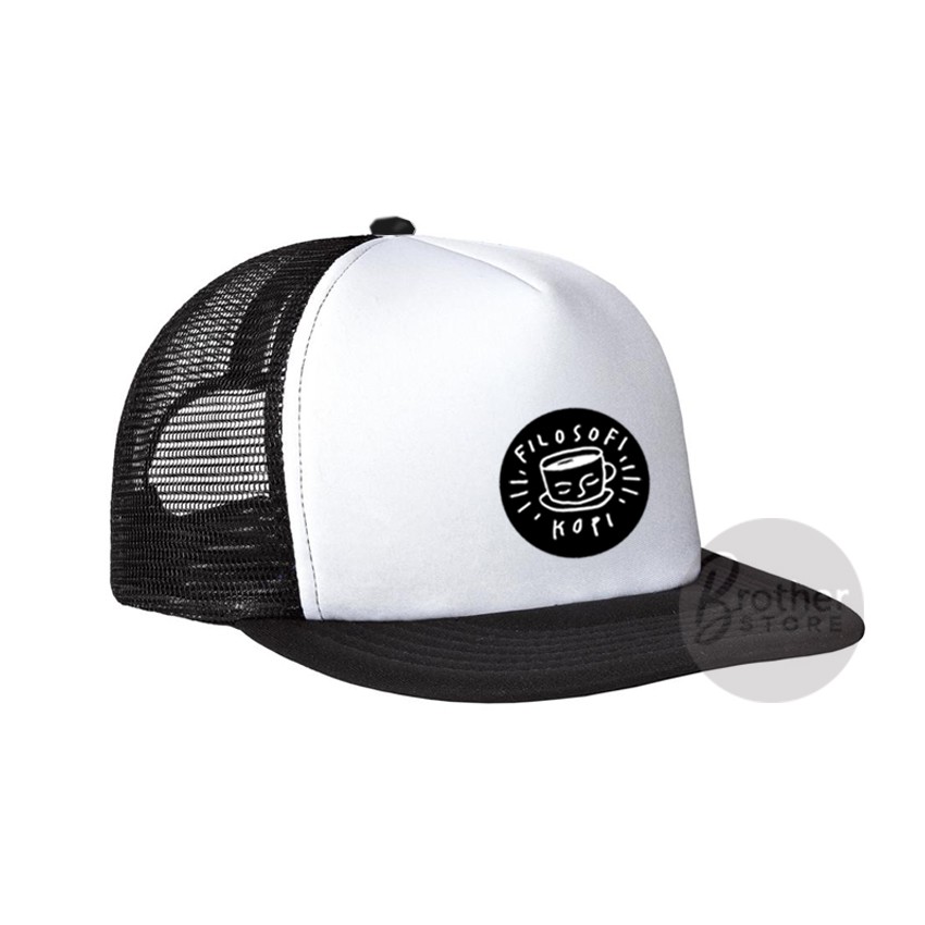 Topi Snabback Jaring Filosofi Kopi Circel  White -  Premium