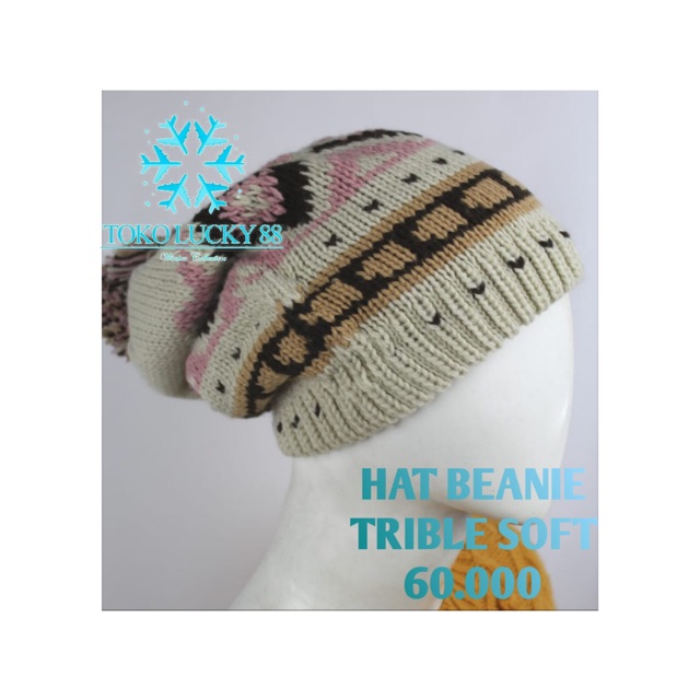 IMPORT Topi Kupluk Rajut Wool Pom Pom Hat Beanie Trible Soft