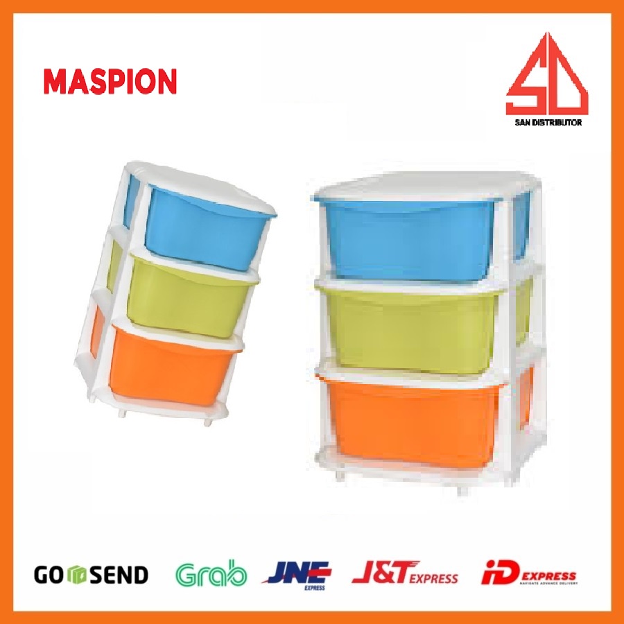 RAK SERBAGUNA Tower Container Susun 3 MASPION LACI BAJU / MAINAN ANAK