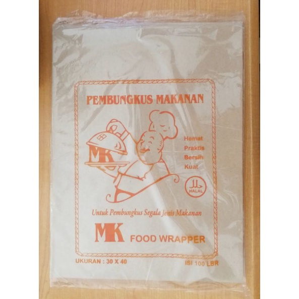Kertas nasi coklat uk. 30x40cm isi 100 lembar / bungkus nasi / kertas minyak