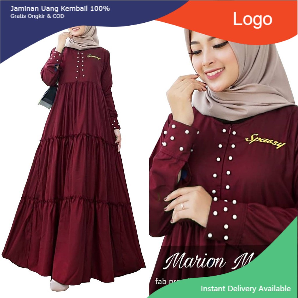 [ COD ] Marion Maxy | Gamis Remaja Muslim Wanita | Gaun Pesta Mutiara