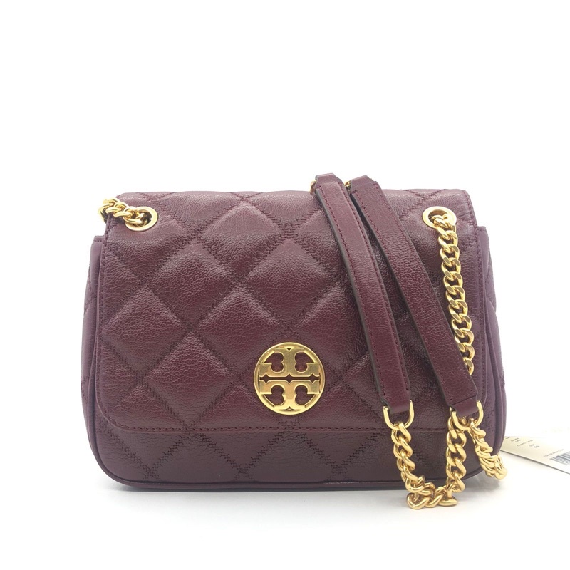 tory burch tb willa small claret shoulder bag