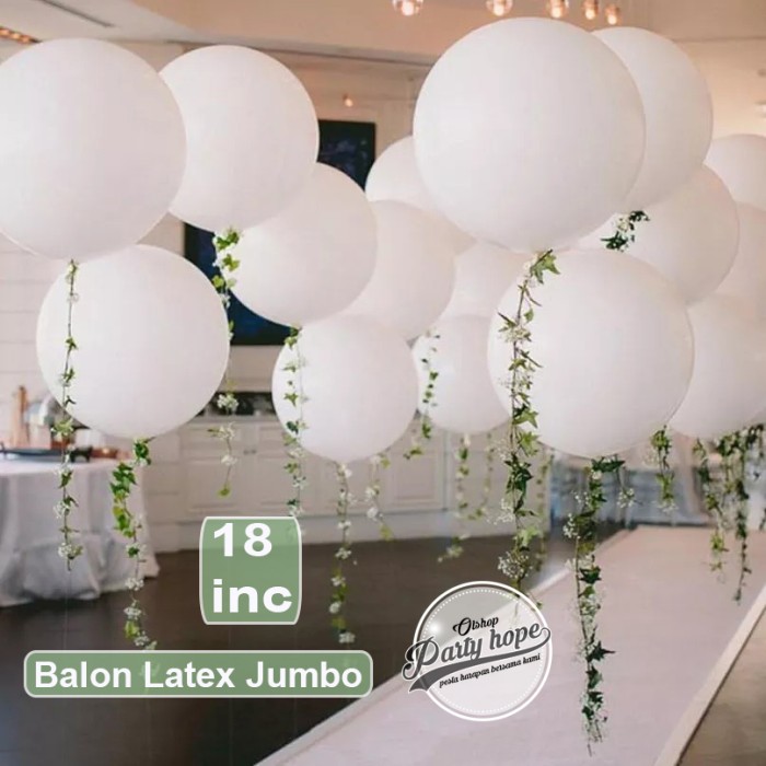 balon latex doff jumbo PUTIH / balon doff dekorasi 18 inch / balon