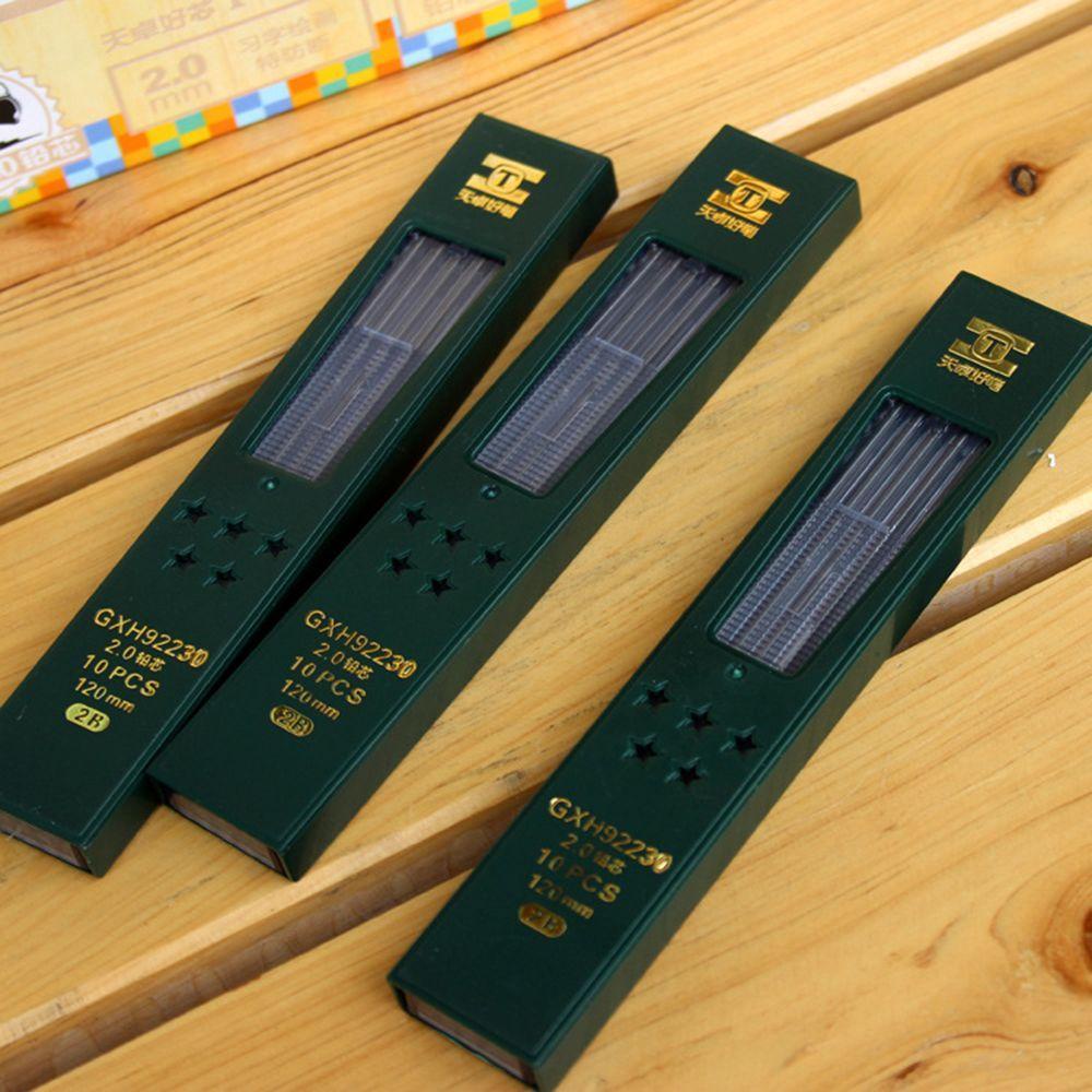 Lanfy 10pcs / Kotak Pensil Mekanikal 120mm 2.0mm Warna Hitam Untuk Sekolah / Kantor