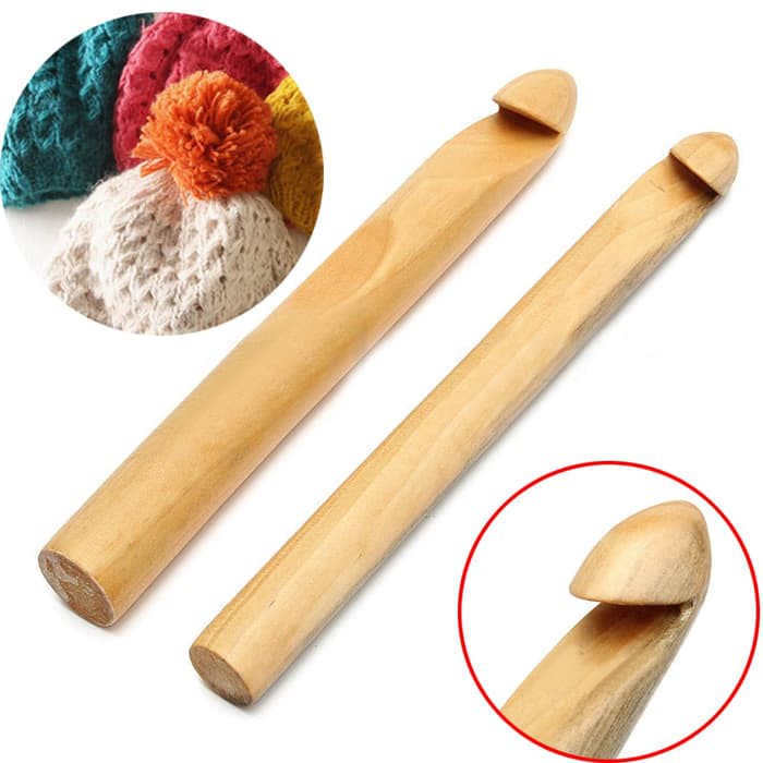 Ergonomic Wooden Crochet Hook - Hakpen Kayu Ukuran Besar