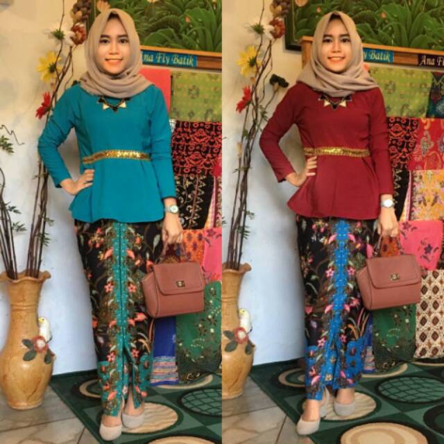 Atasan batik cewek baju model peplum
