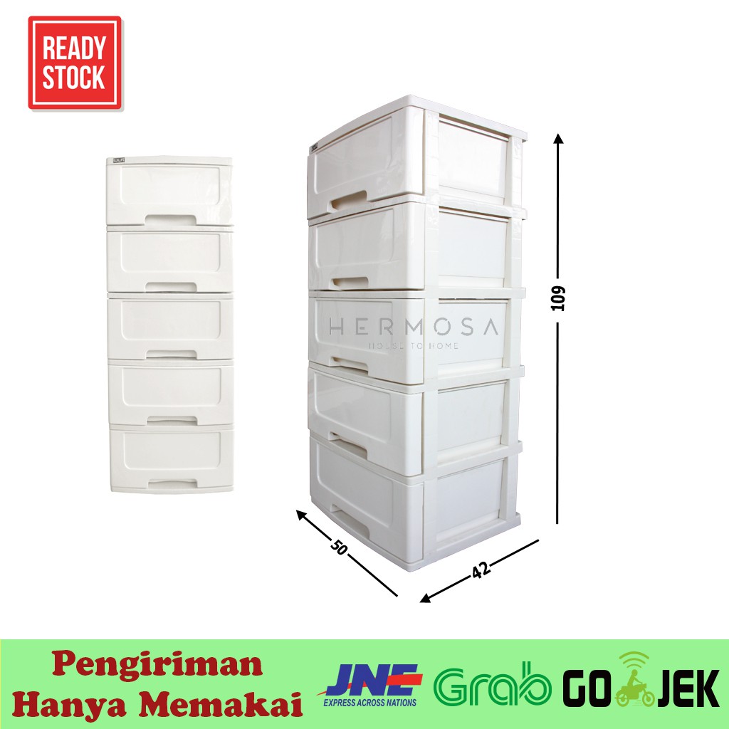 Lemari plastik laci plastik lemari pakaian susun 5 Putih - Laci serbaguna - Primavera