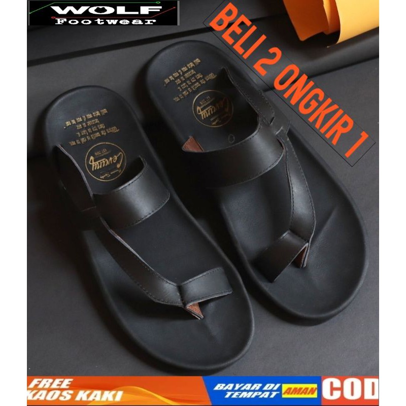 BELI 2 ONGKIR 1! SANDAL FULL KULIT ASLI CEVANY 05 IMPLUSE HITAM COKLAT TAN ORIGINAL