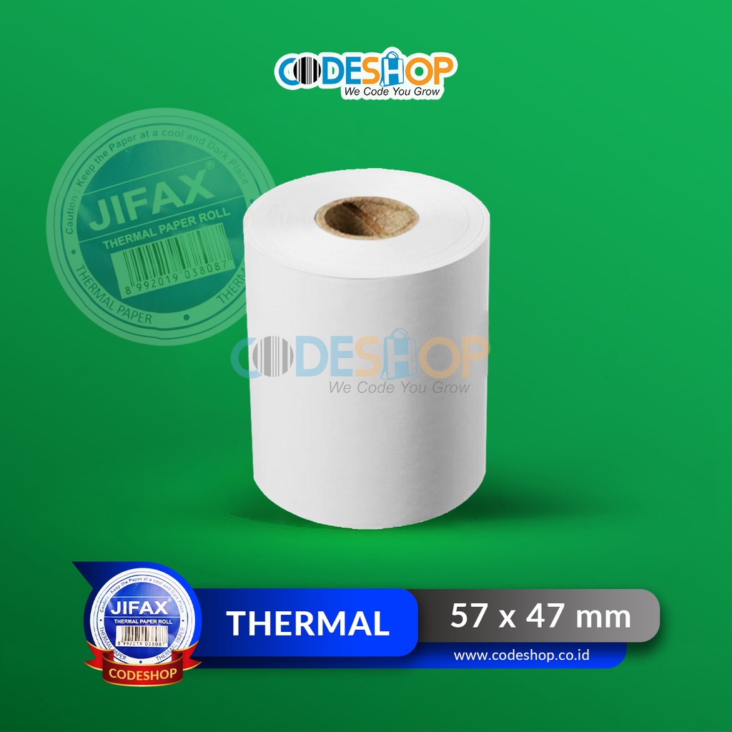 

Kertas Thermal Jifax 57 x 47 mm Roll Printer Struk Kasir 58mm